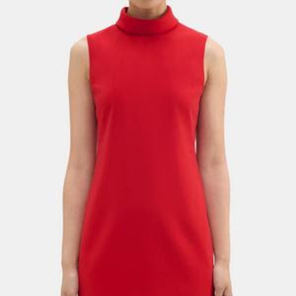 Theory Roll Neck Mini Dress in Crepe